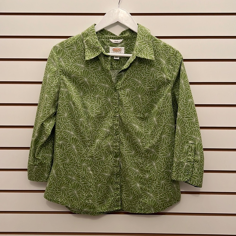 Beautiful patterned, green and white shirt